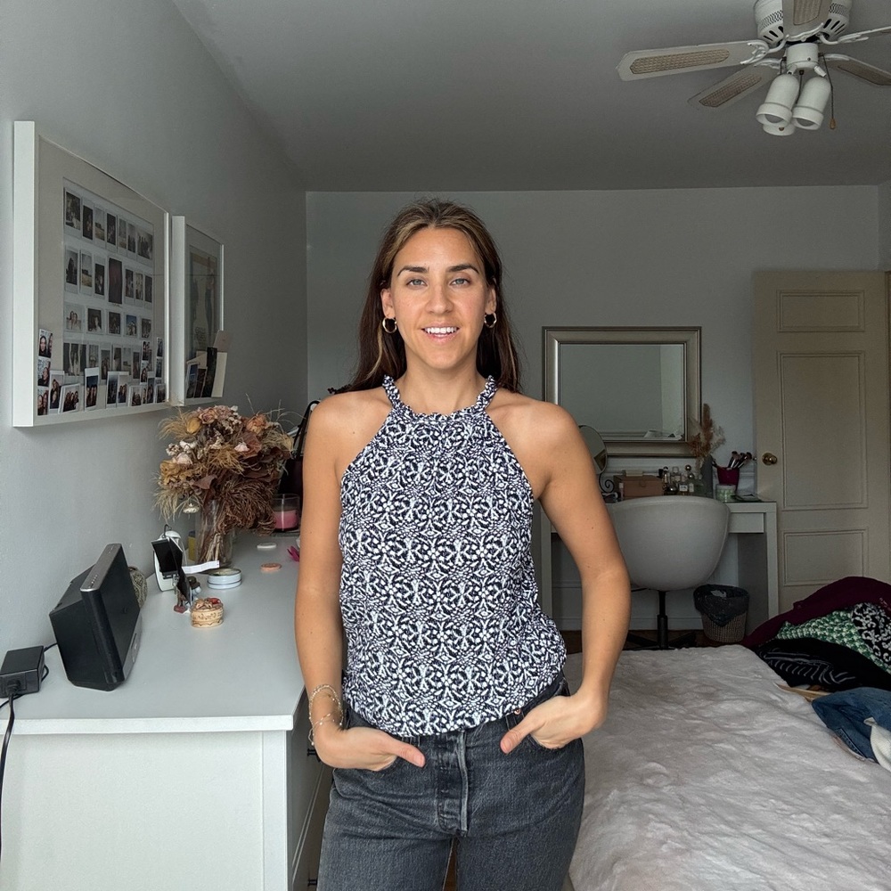 Black and white halter top